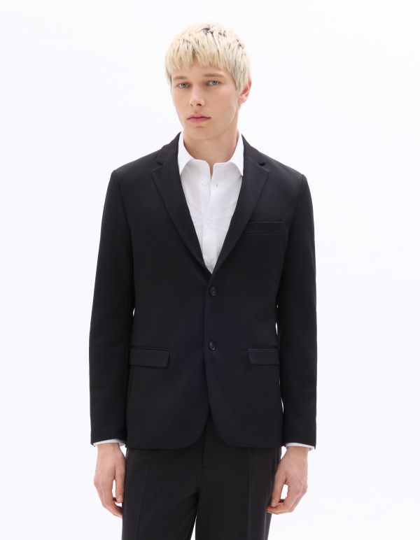 Blazer slim en maille - noir