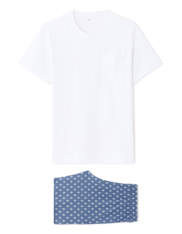 Pyjama t-shirt et short 100% coton - bleu