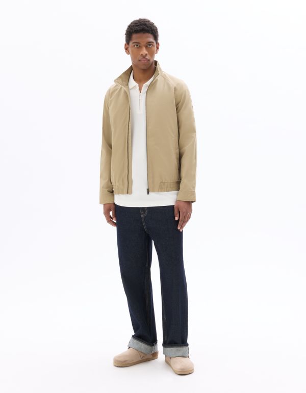 Blouson à col montant zippée - beige