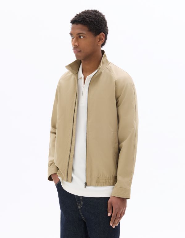 Blouson à col montant zippée - beige