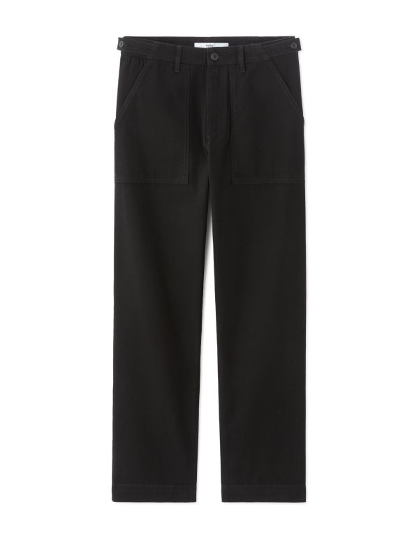 Pantalon straight 100% coton poche plaqué - noir