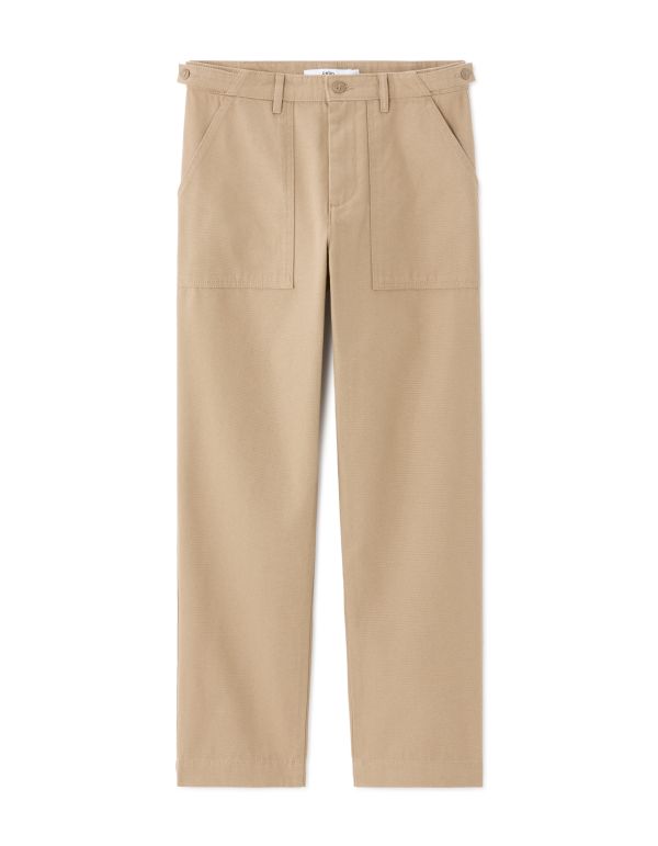 Pantalon straight 100% coton poche plaqué - beige
