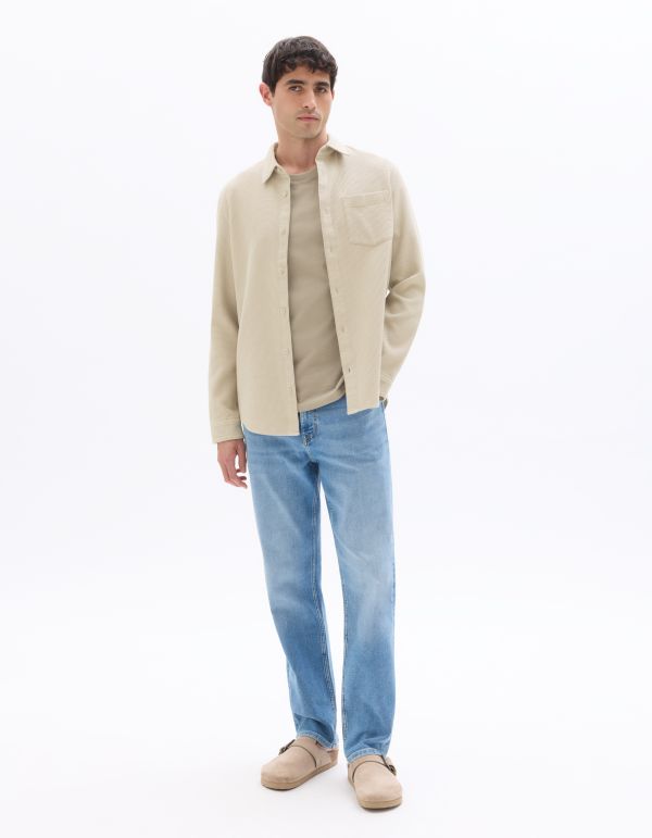 Chemise regular effet gaufré - gris clair