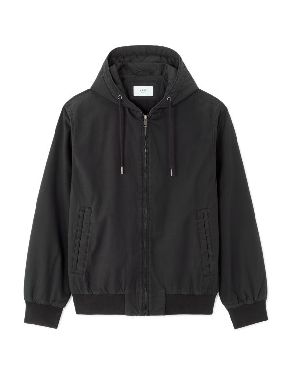 Blouson à capuche 100% coton - noir