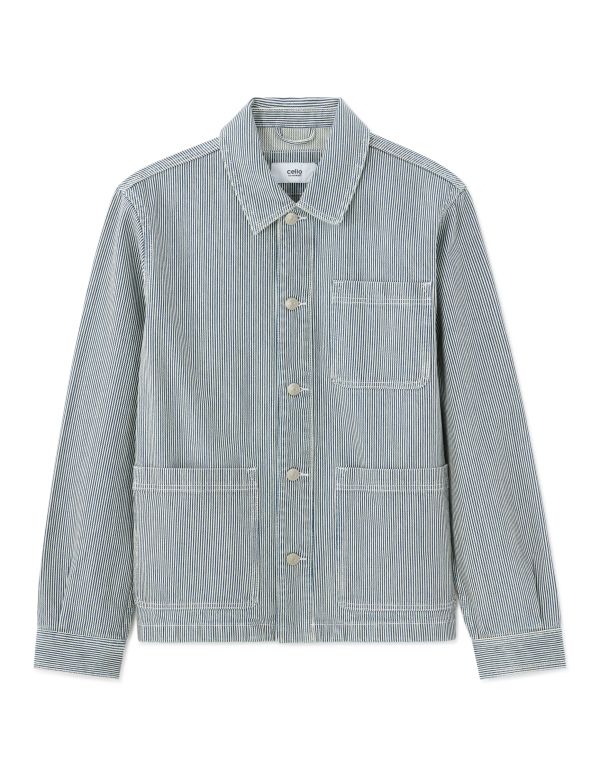 Veste rayée à 3 poches - bleu clair