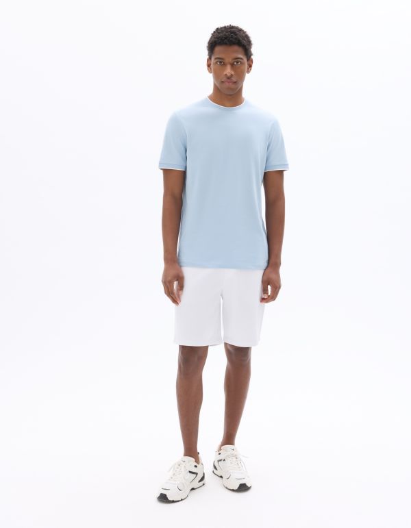 T-shirt regular col rond piqué - bleu