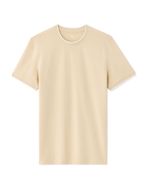T-shirt regular col rond piqué - beige