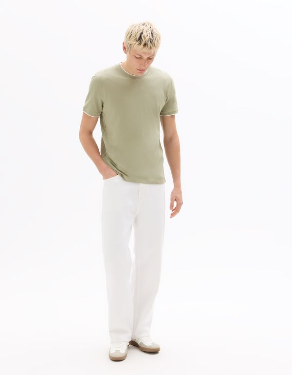 T-shirt regular col rond piqué - vert