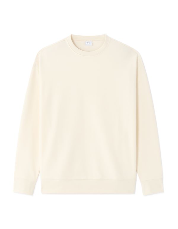 Sweat loose col rond interlock - écru