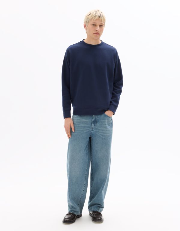 Sweat loose col rond interlock - marine