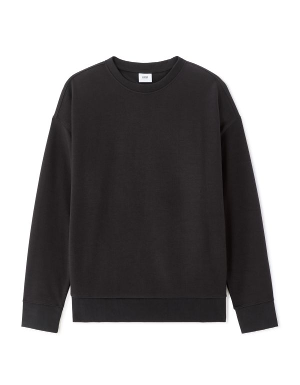 Sweat loose col rond interlock - noir