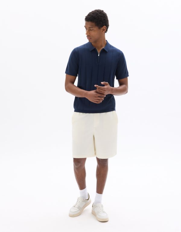Polo col zippé rayé - marine