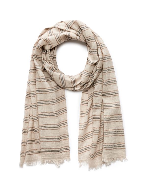 Chèche rayé 100% coton - beige