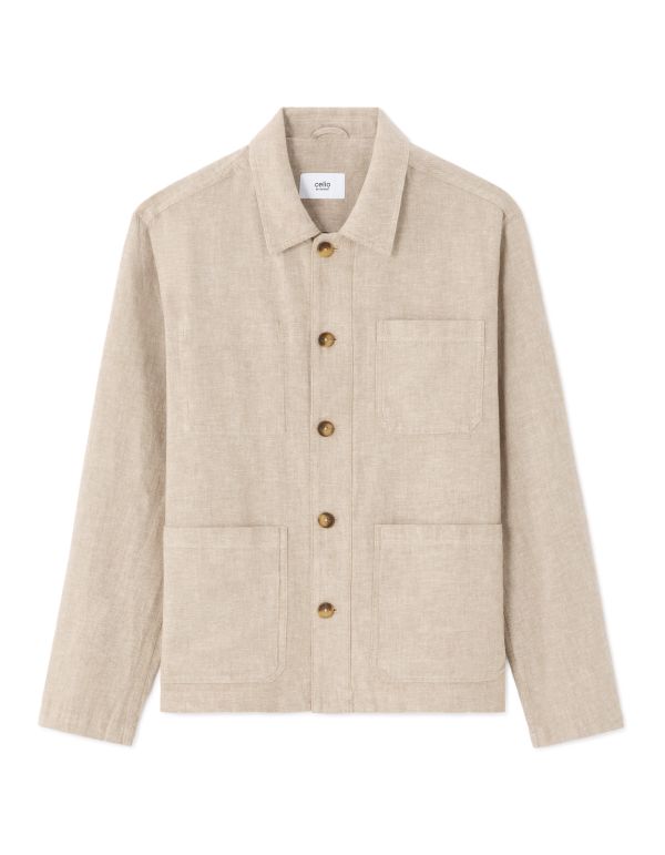Veste multipoches en lin et coton - écru