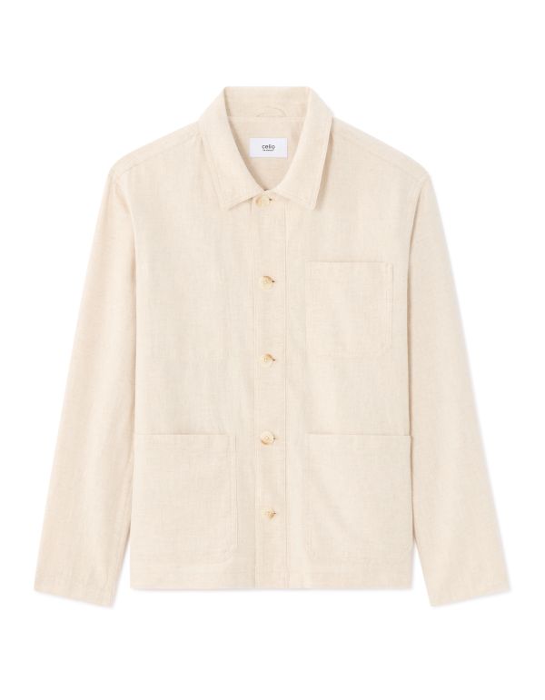 Veste multipoches en lin et coton - écru