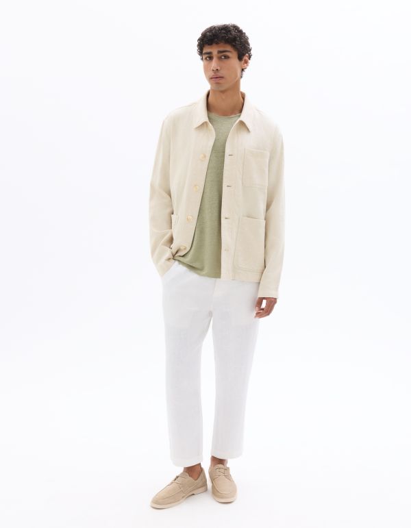 Veste multipoches en lin et coton - écru