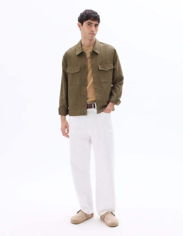 Veste Trucker en lin et coton - kaki