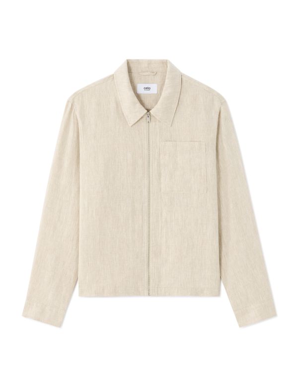 Blouson 100% lin poche plaquée - écru