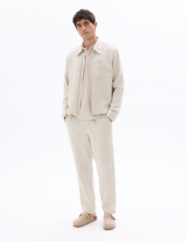 Blouson 100% lin poche plaquée - écru