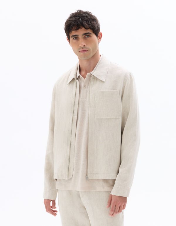 Blouson 100% lin poche plaquée - écru