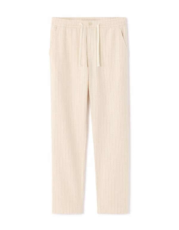 Pantalon straight texturé et rayé - écru