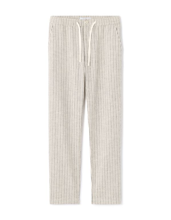 Pantalon straight texturé et rayé - noir