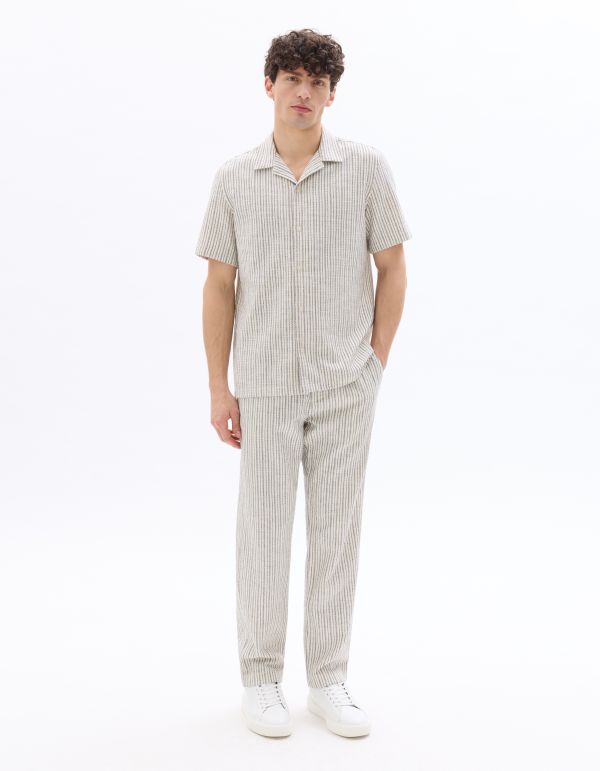 Pantalon straight texturé et rayé - noir