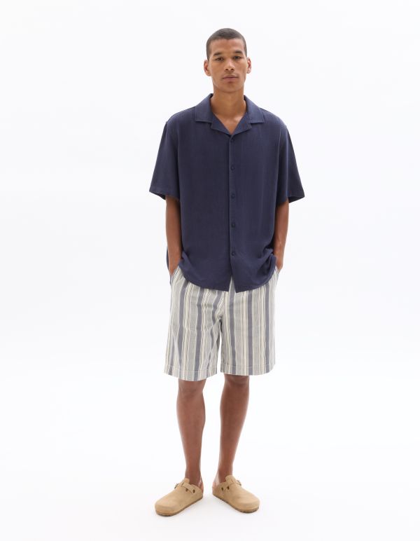 Chemisette relax viscose lin - bleu