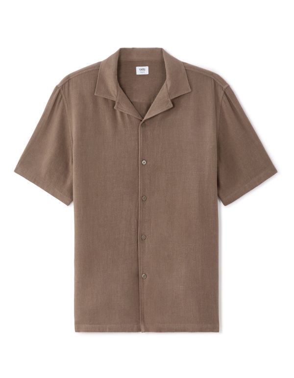 Chemisette relax viscose lin - marron clair
