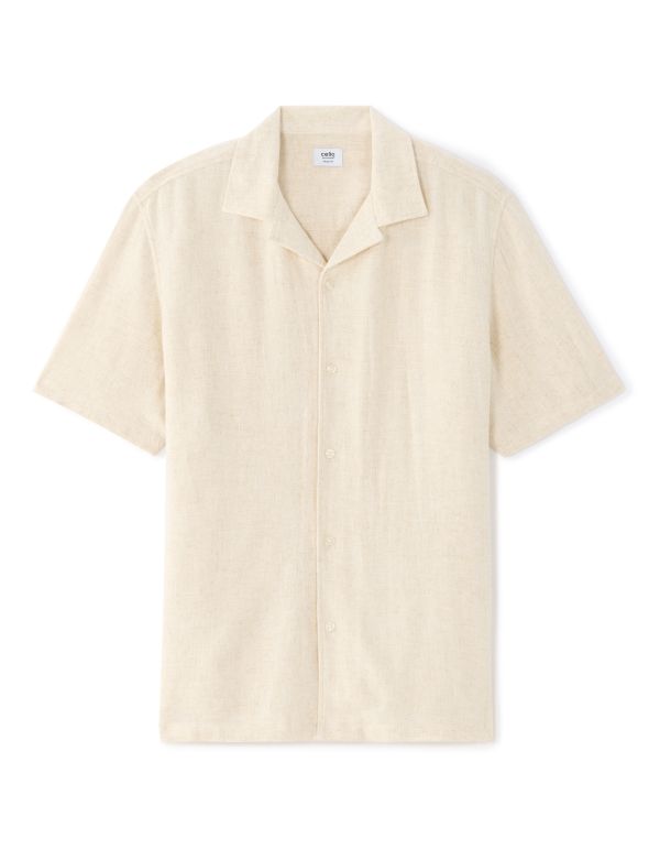 Chemisette relax viscose lin - beige naturel