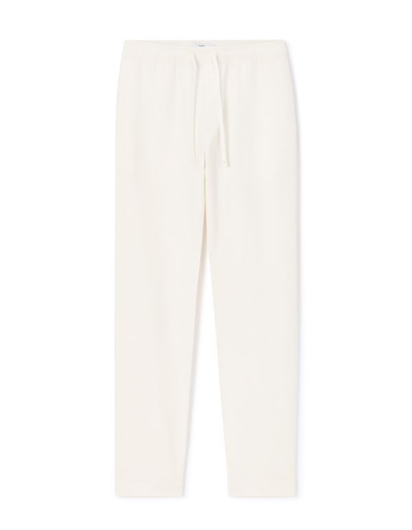 Pantalon relax texturé 100% coton - blanc