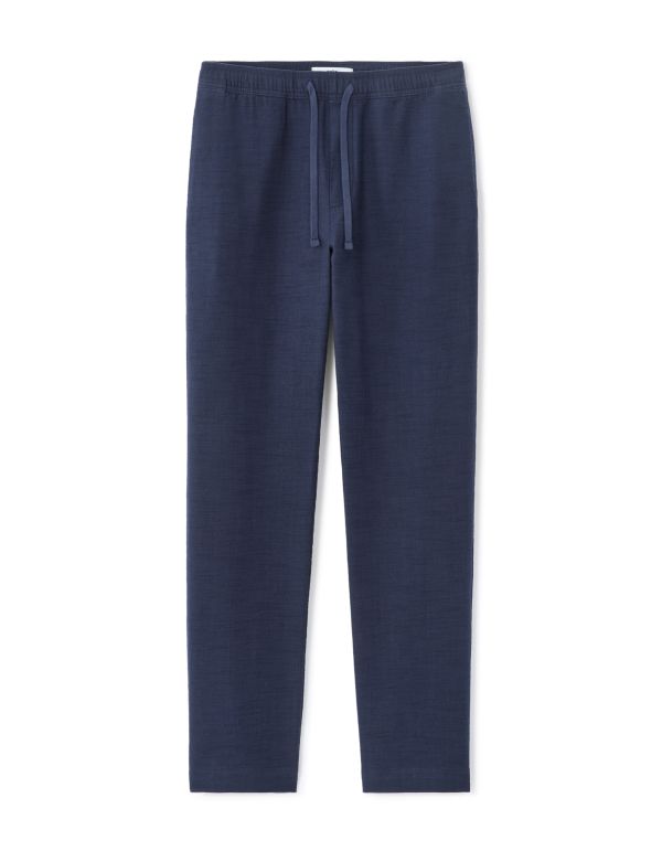 Pantalon relax texturée 100% coton - marine