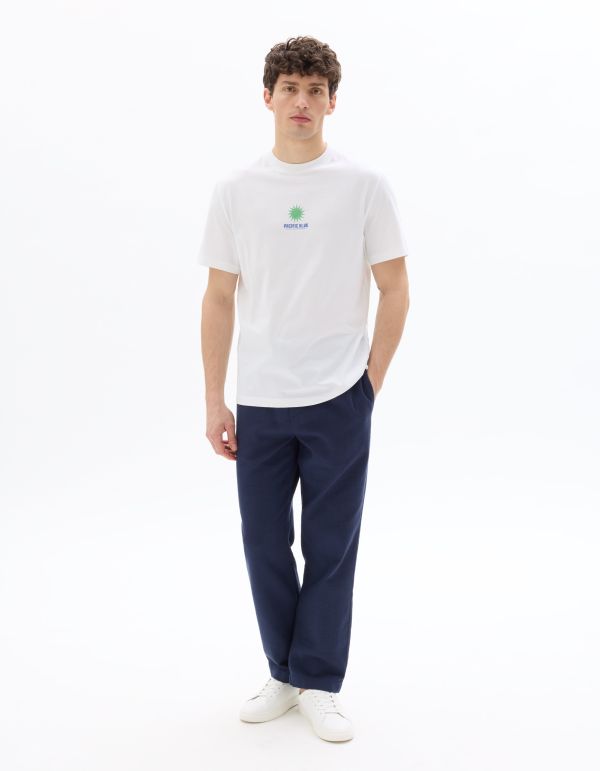 Pantalon relax texturée 100% coton - marine