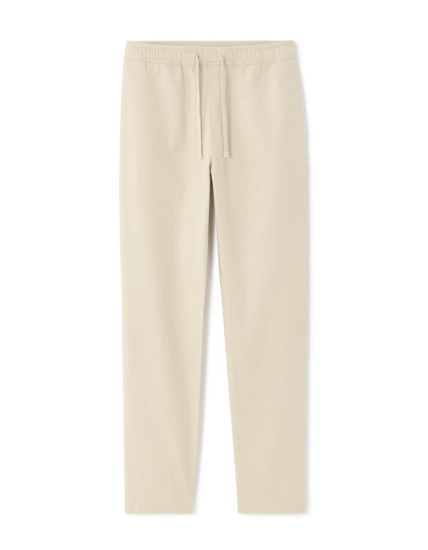Pantalon relax texturé 100% coton - beige