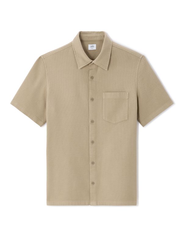 Chemisette regular nid d'abeille 100% coton - beige