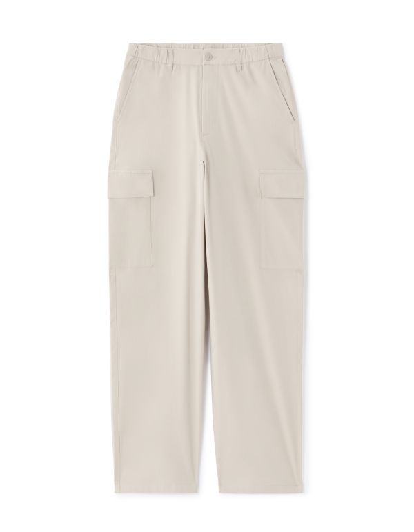 Pantalon cargo baggy coton stretch - beige