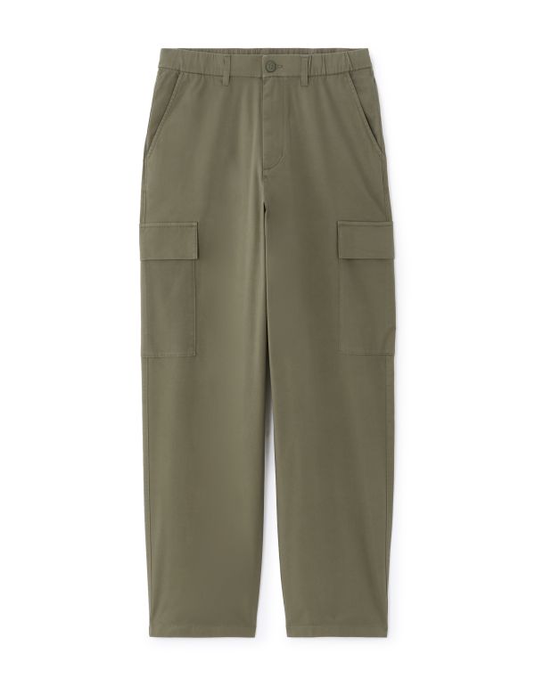 Pantalon cargo baggy coton stretch - kaki