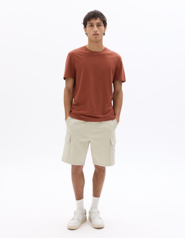 Bermuda cargo en coton stretch - beige