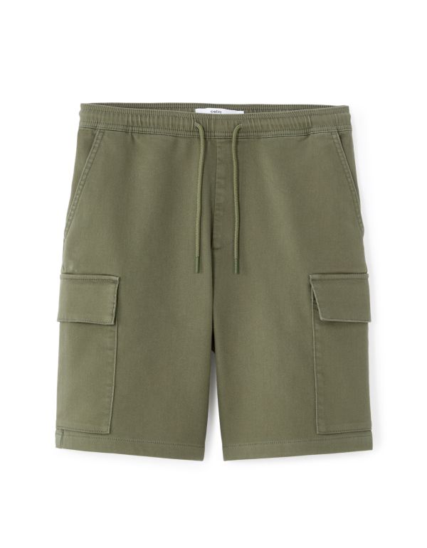 Bermuda cargo en coton stretch - kaki