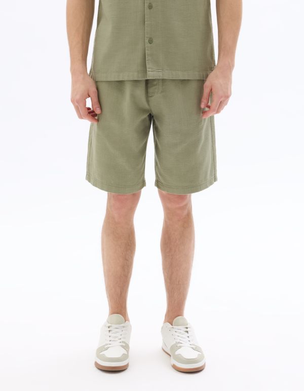 Bermuda texturé 100% coton - kaki