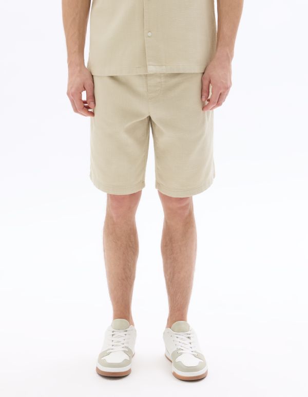 Bermuda texturé 100% coton - beige