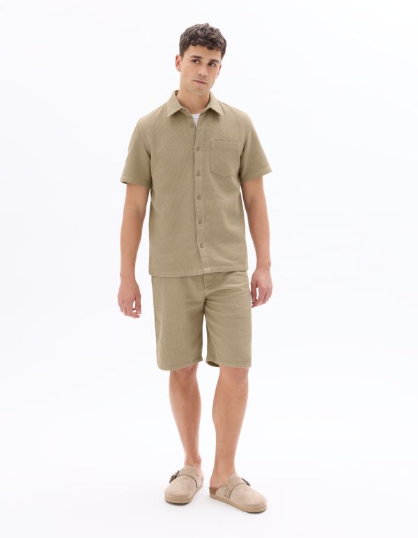 Bermuda regular en nid d'abeille 100% coton - beige