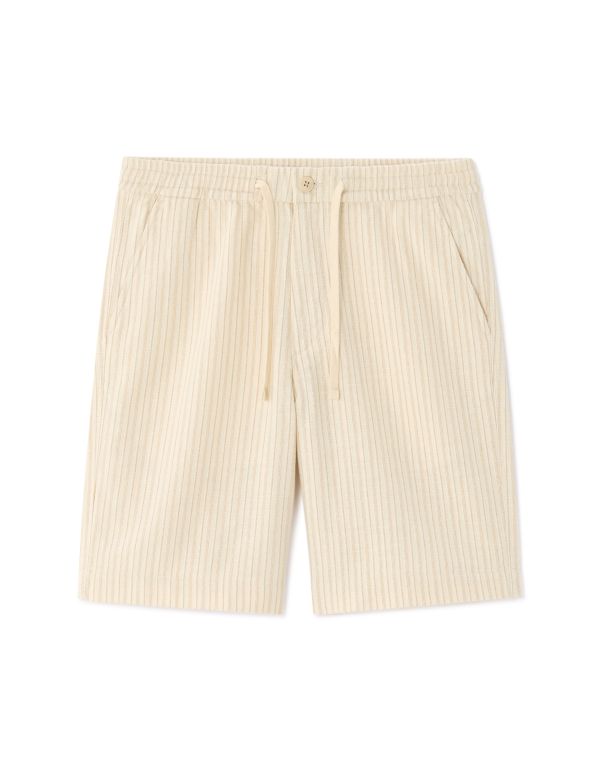 Bermuda en maille rayé -  beige