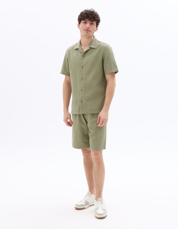 Chemisette regular texturée 100% coton - kaki