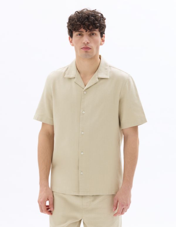 Chemisette regular texturée 100% coton - beige