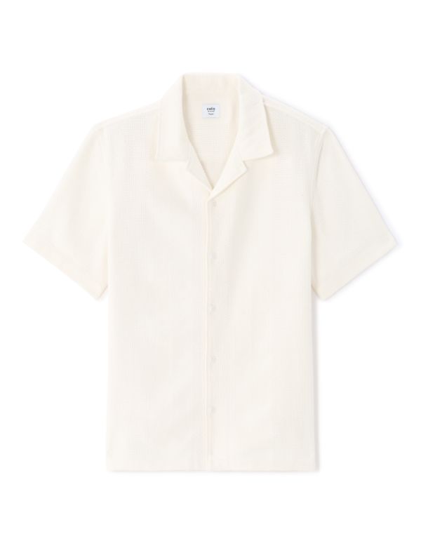 Chemisette regular 100% coton jacquard - blanc