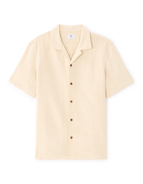 Chemisette regular 100% coton jacquard - beige