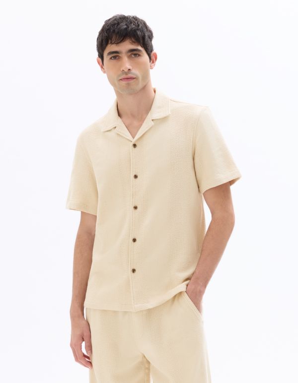 Chemisette regular 100% coton jacquard - beige