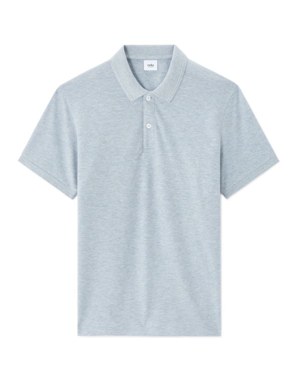 Polo regular coton piqué texturé - gris