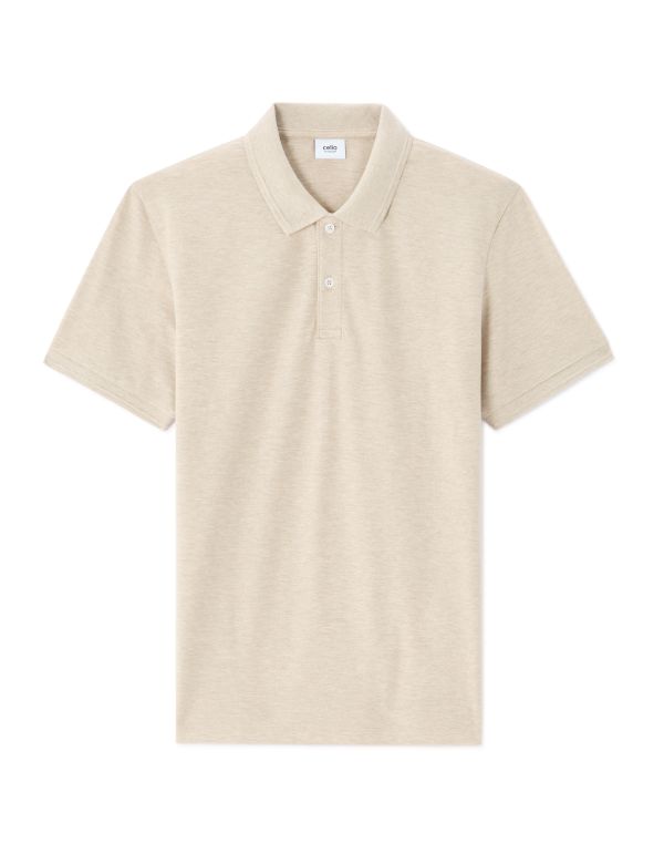 Polo regular coton piqué texturé - beige